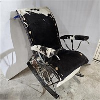 Custom Cowhide Steel Frame Rocking Chair