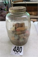 Vintage Glass Jar with Metal Lid & Bowl with