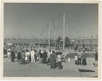 8x10 Three ring set up in front of hall of fame