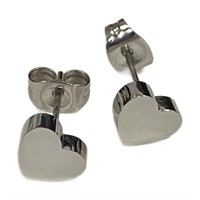 Cute Heart Stud Earrings Silver-tone