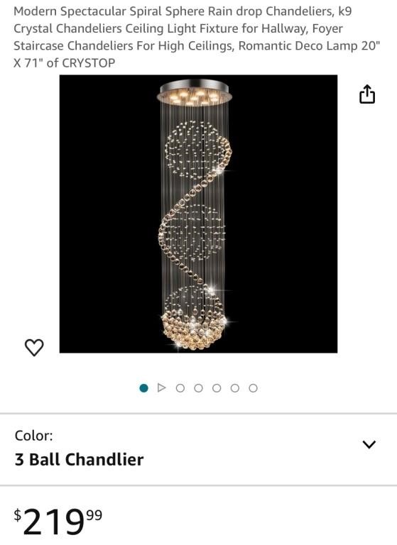 CHANDELIER (OPEN BOX, NEW)