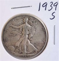 1939 S Walking Liberty Silver Half Dollar