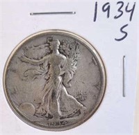1934 S Walking Liberty Silver Half Dollar