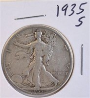 1935 S Walking Liberty Silver Half Dollar