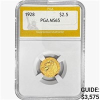 1928 $2.50 Gold Quarter Eagle PGA MS65