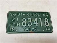 1974 SOUTH CAROLINA TRUCK TAG