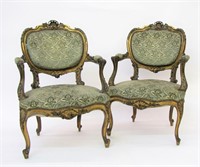 Pair of French Louis XVI Style Bergeres