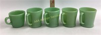 (5) Fire King Jadeite mugs. Have staining. The