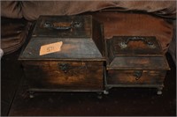 2 wooden and brass boxes