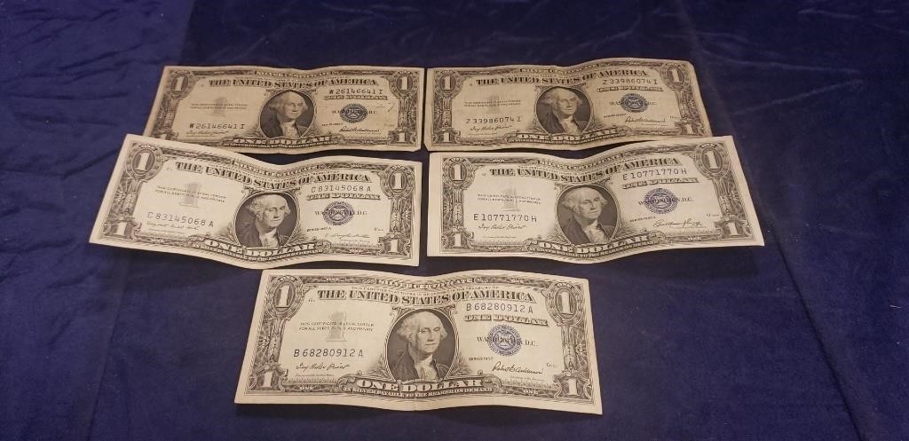 (5) Silver Certificate One Dollar Bills