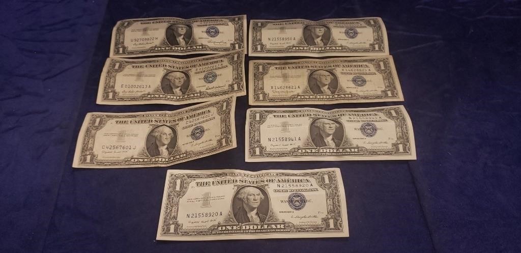 (7) Silver Certificate One Dollar Bills