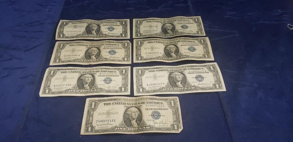 (7) Silver Certificate One Dollar Bills