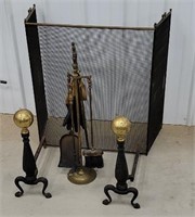 Fireplace set screen and tools