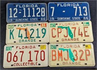 Six Florida License Plates Vintage To Recent