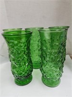 4 Green Glass Vases