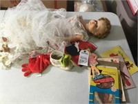 Vintage bride doll; paint kit; Pressman