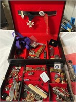 Jewelry box with vintage collectibles