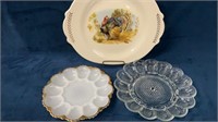 Two Deviled Egg Plates, And Large Serving Dish