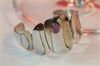 .925 Sterling Cuff Bracelet featuring one