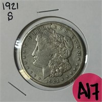 S - 1921-S MORGAN SILVER DOLLAR (A17)