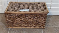 WOOD AND WICKER BASKET CHEST
