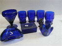 Assortment of Blue Glass Items