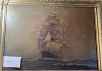 Vintage Victorian ship wall art; 32x??