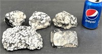 5 Pieces Natural Snowflake Obsidian Rocks
