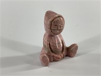 Pink stone seated Native child 1.5"