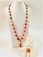 Vintage Wire Wrapped Amber Necklace & Ring