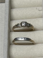 Vintage Size 6.25 14k & 18k Gold Diamond Rings