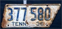 1938 state shape TN license plate