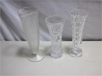 Lot of 3 Glass Vases - One is Lenox