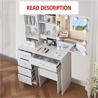 Vanrste Vanity Desk w/ Mirror & Light  White