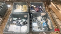 4 Plastic Tubs of Electrical Supplies, Plugs,