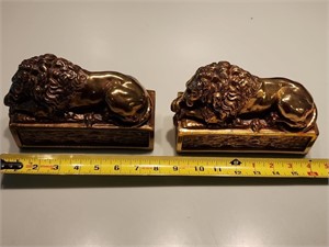 Mid-Century Pair of A & M Leatherlines Brass Lion