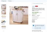 B8940  Mainstays Kitchen Island Cart White