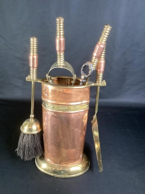 Diminutive Brass & Copper Fireplace Tools, England