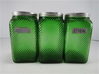 SET OF 3 VINTAGE GLASS CONFECTIONARY JARS