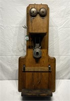 Antique Oak Wall Mount Imperial Telephone