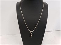 Silver Cross Pendant With Stones on Chain