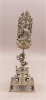 Chinese Silver Carved Tang Style Buddha Sculpture