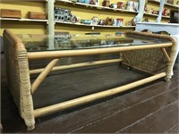 Glass Rattan Coffee Table