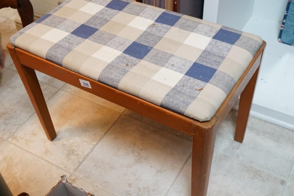 Vanity Bench w/Checked Fabric