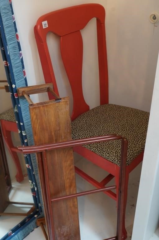Chair w/Animal Print Seat, Shelf & Drying Rack