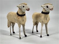 2) LARGE ANTIQUE GERMAN PUTZ SHEEP FIGURES