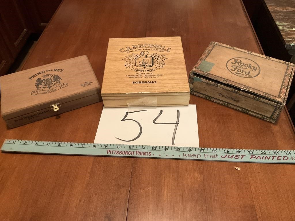 Cigar boxes with collection of bands