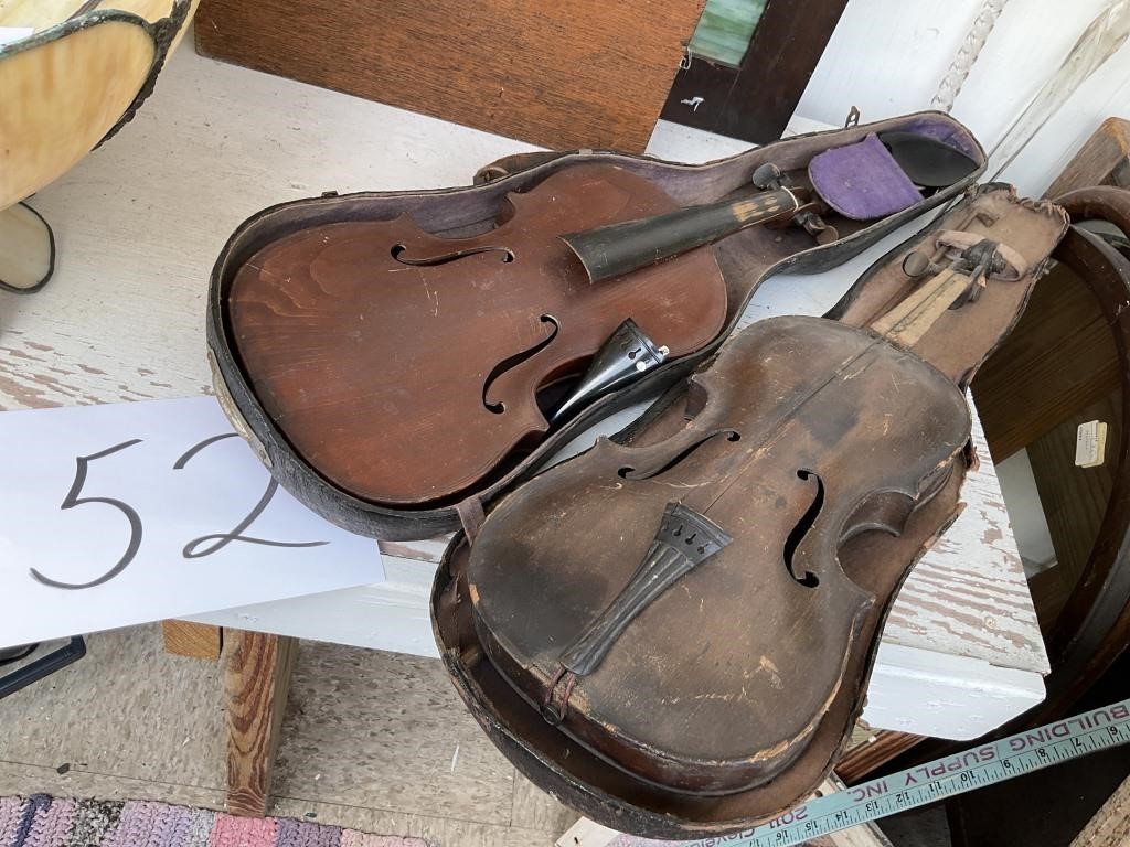 Two old violins with case