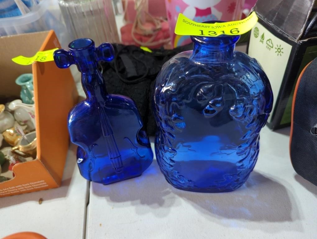 Vintage Cobalt Blue Glass Bottles