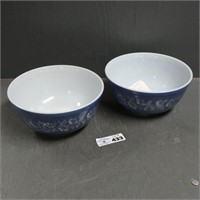 Pair of Blue Colonial Mist Mixing Bowls